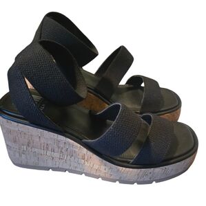 Steve Madden Womens Wedge Black Sandals New Sz 10